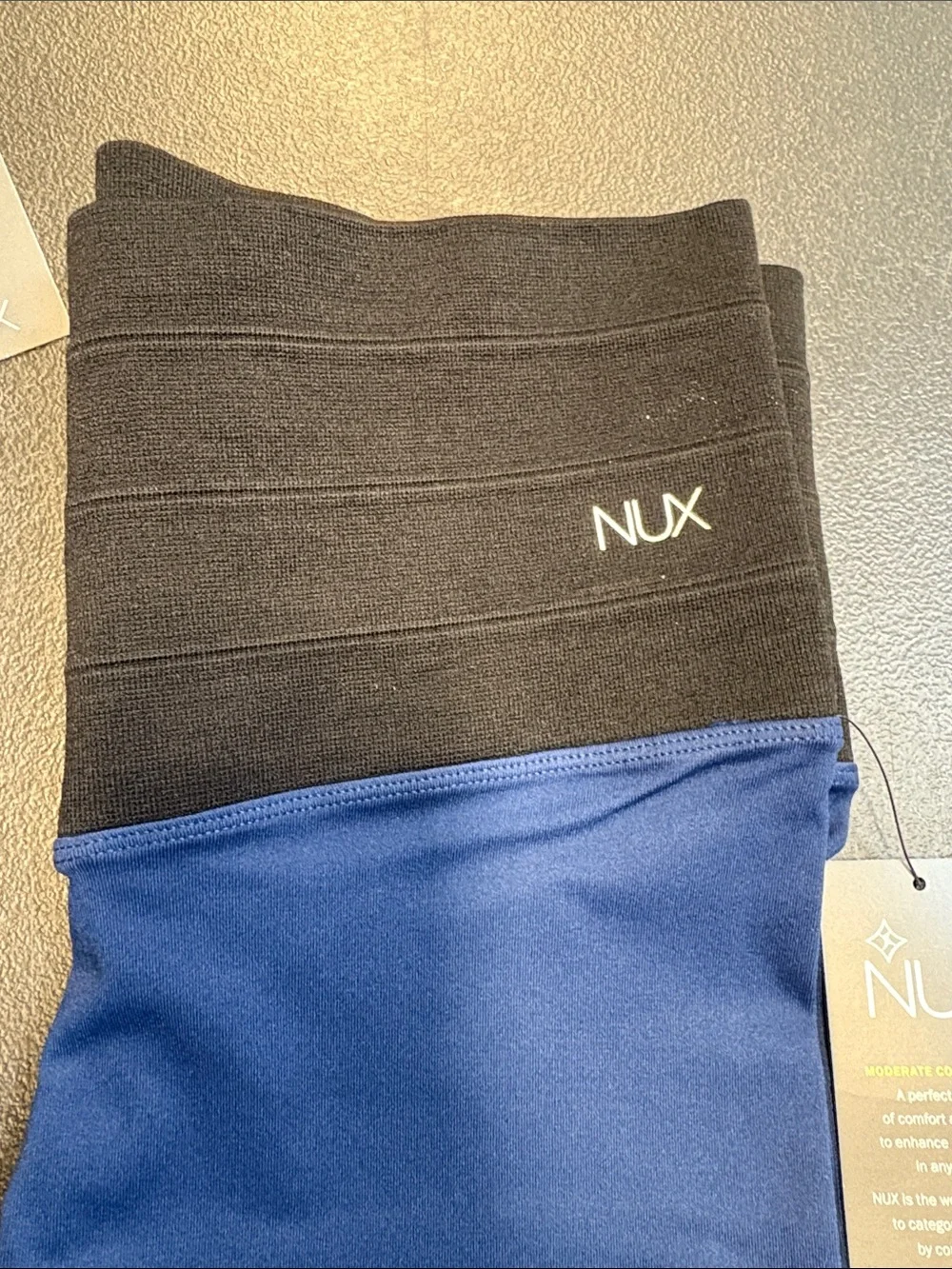 NUX Blue Leggings with Black High Waistband